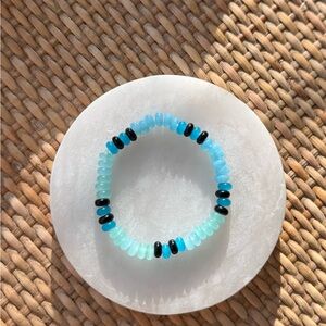 Dainty Blue and Black Beaded Bracelet